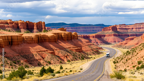 Utah Highway 95 cuts through the Comb Ridge, Bears Ears National Monument, southeastern Utah, Southwest USA