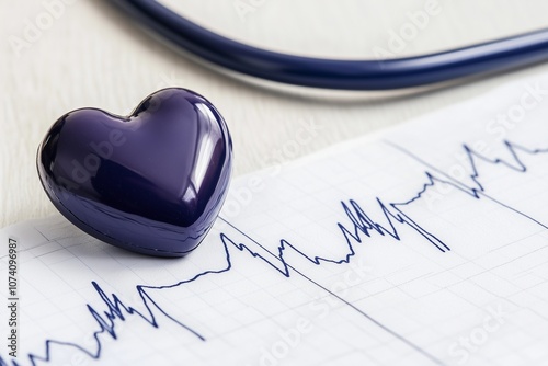 EKG Tracing and Heart-Shaped Object