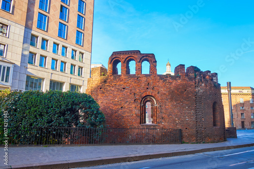 The remains of the apse and the crypt of San Giovanni in Conca Church, Piazza Missori, Milan, Italy