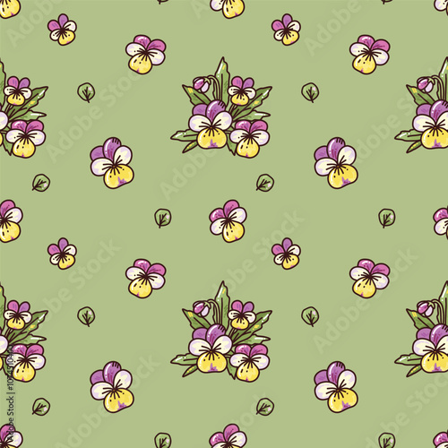 cute seamless pattern with violet flowers