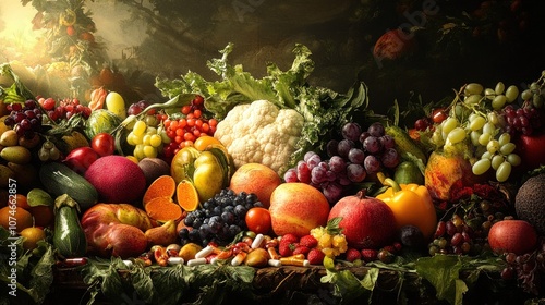 Abundant harvest of fruits with vitamin supplements