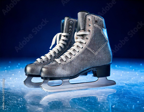 futuristische Starslide Schlittschuhe auf einer Eisfläche