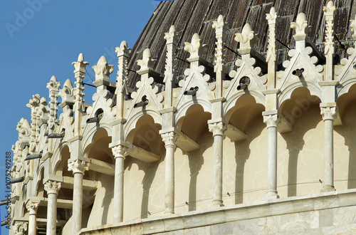 Architectural details on Pisa Cathedral, Italy