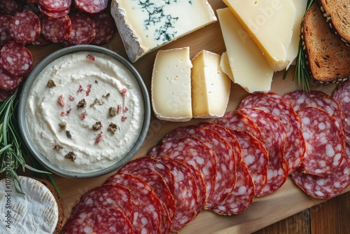 A selection of delicious gourmet food items, including cured meats, cheeses, and accompaniments for a mouthwatering Italian feast.