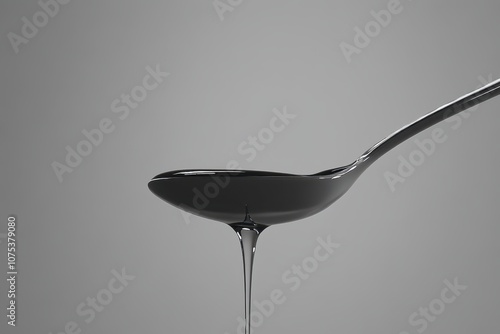 a spoon with liquid pouring out of it