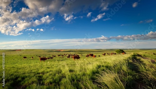  The rolling Pampas landscape in Argentina features vast open fields, grazing cattle, and dr_1(1748)