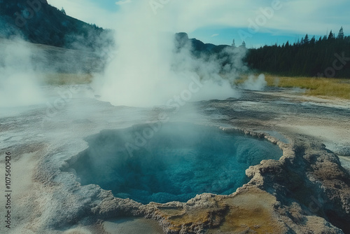 Geyser Emitting Steam