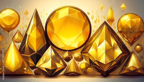  Vibrant yellow gems in various shapes including circle, triangle, drop, heart, and geometri_1(1885)