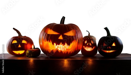  Spooky pumpkin silhouettes with horror faces and creepy lanterns isolated on transparent ba_1(1707)