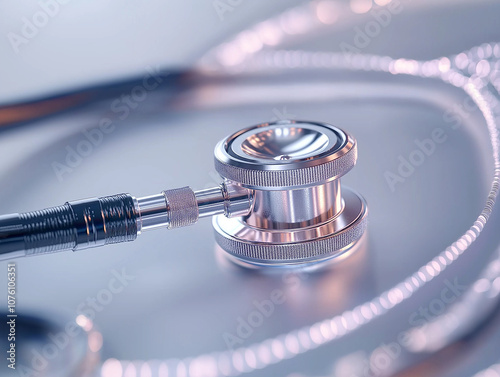 Macro shot of stethoscope diaphragm with detailed texture