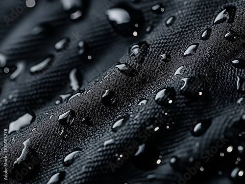 Close up of wetsuit fabric with water droplets