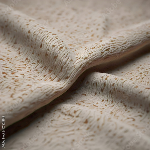 A close up of a textured soft fabric with a subtle pattern of small dots