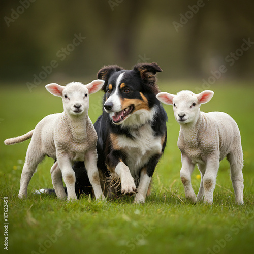 Friendship and love photos that don't require animal species (Baby lambs and border collies)