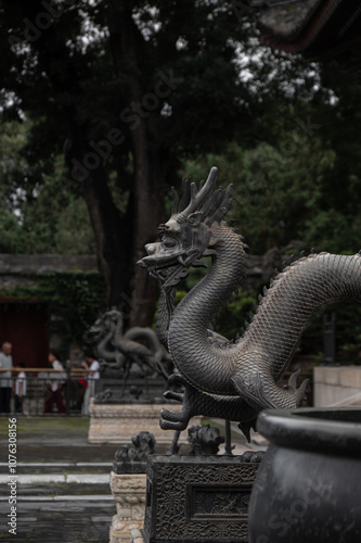 chinese dragon statue in the garden