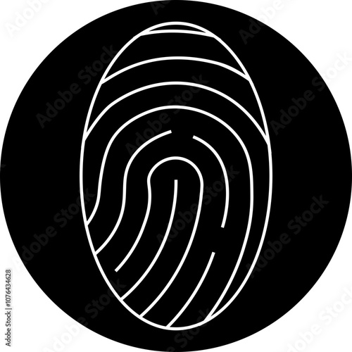 Fingerprint icon. Personal id identity. Press finger, scan for safety. Unique touch id. Individual fingertip is verification in police. Semi-simplified vector isolated on transparent background.