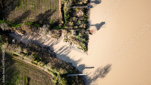 Médoc, Gironde, Landscape. Wineries and fishing cabins