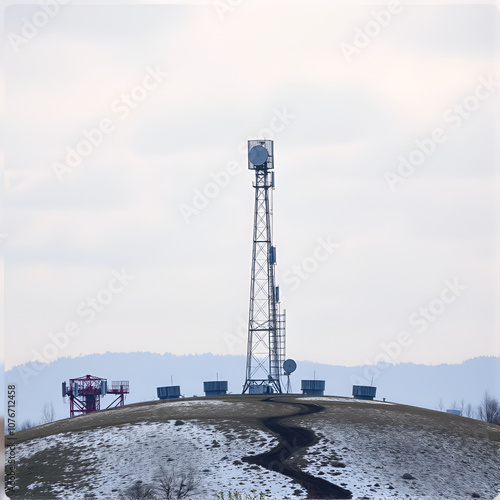 Hill Jested with television transmitter in Northern Bohemia, Czech republic