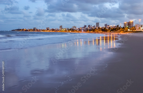 Manaíra Beach at Dusk in Joao Pessoa, Brazil on November 22, 2004.