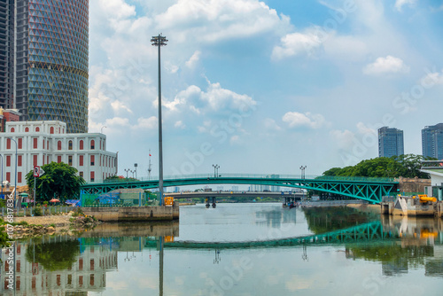 Mong Bridge (Cau Mong) - spanning Ben Nghe Canal connecting District 1 with District 4 in Ho Chi Minh City, Vietnam - is the only remaining ancient iron bridge in Saigon, built by the French in 1893