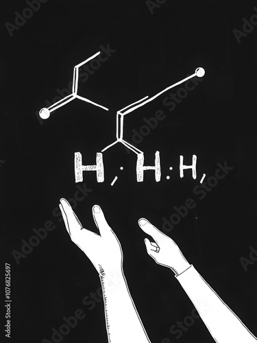 Nerd presenting handdrawn chemical formula of formic Glutathione antioxidant peptide