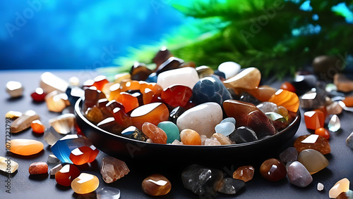 Bowl Crystals Tumbled Stones Agate Calcite Jasper