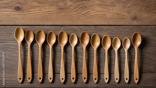 wooden teaspoons on grained wood