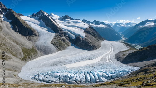 View on the Pers Glacier is a glacier in the Bernina range in the canton of Grisons in the Upper Engadine , Switzerland