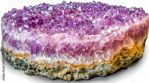 Purple Amethyst Slab - Raw Quartz Crystal Slice Display on White Background