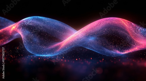 Abstract glowing wave of light particles