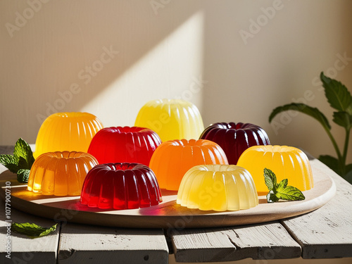 Vivid and colorful still life photos of various fruit jellies.