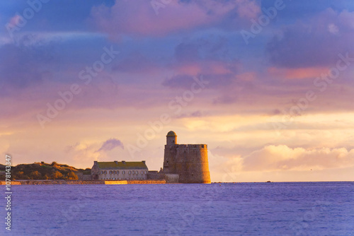 Vauban tower in Tahihou island. Normandy coast