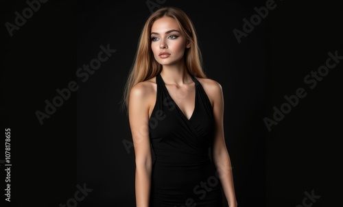 Elegant woman in a black dress