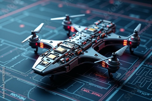 Futuristic Drone Blueprint Illustration