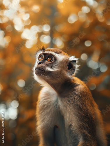 Detailed close up of Vervet Monkey, Chlorocebus, in its natural habitat