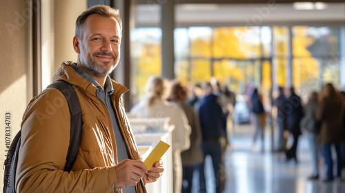 Wähler im Wahllokal gibt Stimme zur Bundestagswahl in Deutschland ab