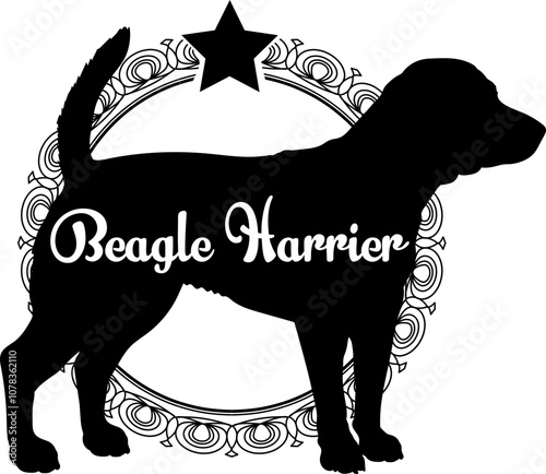 Beagle Harrier. dog silhouette, dog, dog breeds, logo, vector, silhouette, logo design, animal, illustration, icon, sign, design, black, symbol, pet 