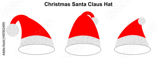 Red Christmas Santa Claus hat isolated on transparent background