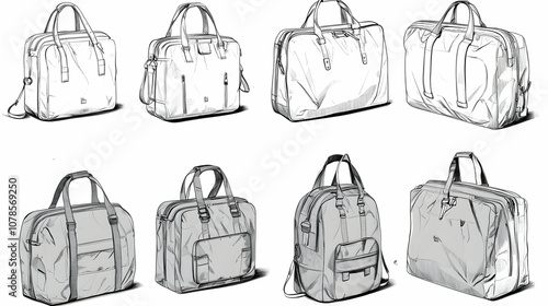 Hand Drawn Illustration of Various Bags