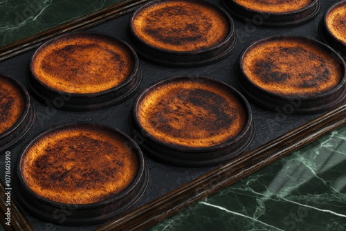 Golden brown crème brûlée served in individual ramekins featuring a perfectly caramelized sugar crust for an elegant and classic French dessert experience