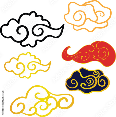 Set of Chinese auspicious cloud. Art & Illustration