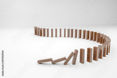 domino effect isolated on white