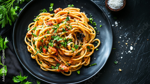 Tradycyjną włoska pasta z guanciale, która zachwyca autentycznością i głębią smaku. 