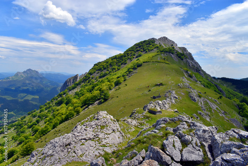 Larrano col and Mount Anboto (1331 m) in the Urkiola Natural Park.