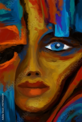 Abstract image for printing, woman's face, - digital painting