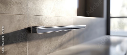 Sleek contemporary door handle in polished chrome finish showcasing modern design and functionality