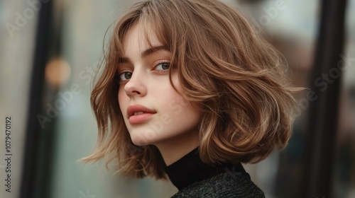 Modern wavy lob hairstyle with a side part, showcasing a contemporary twist on classic elegance, perfect for fashion-forward individuals seeking new inspiration