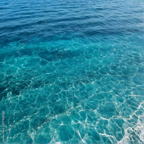 seething water. texture of blue foamy sea water. clear ocean water background. sun reflection