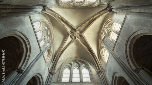 Gothic architectural details within a cathedral featuring stone and elegant ashlars creating a stunning dome