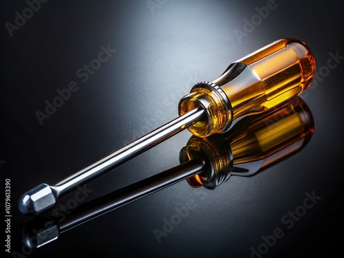 Workshop Tools - Screwdriver Flat, Crosshead - Reflection in Black Glass - Documentary Photography