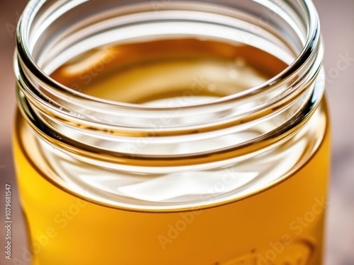 A close-up shot of a mason jar filled with homemade moonshine, showcasing the clear liquid and reflections of light in the glass, distillery, traditional